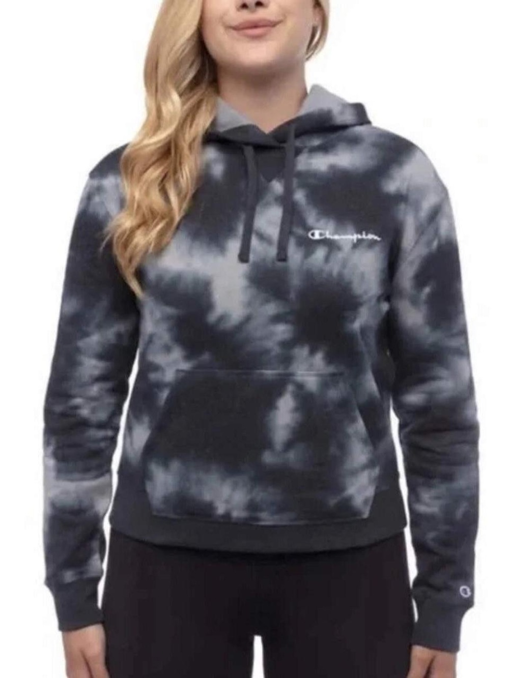 Champion Black & White Tie-Dye Hoodie